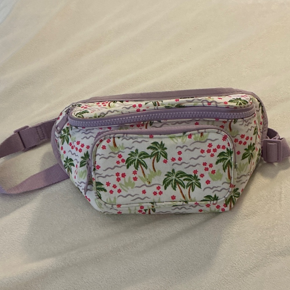 Tropical Print Thermal Fanny pack Bag - Purple and White